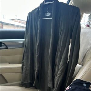 Olive Green Open Front Cardigan